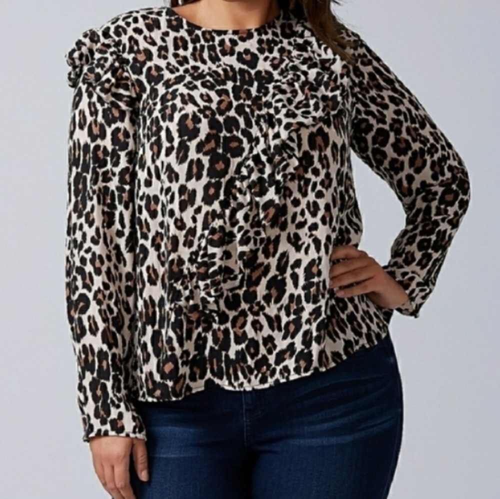 Lane Bryant Leopard Print Ruffle Blouse
